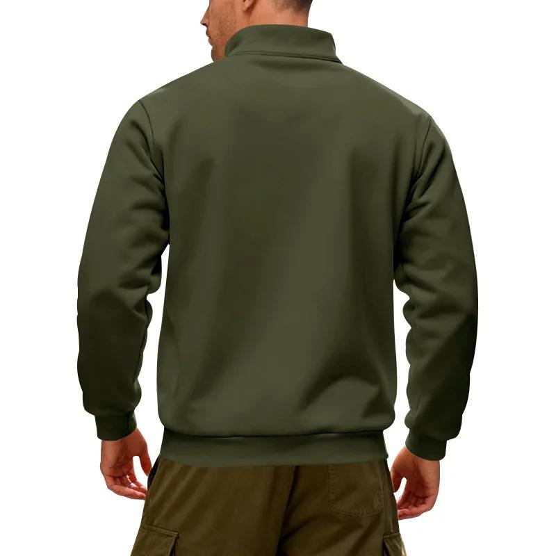 Winter Fleece Heavy Sweatshirts Loose Outdoor Men's Warm Half Zipper Stand-Up Collar Pullover Sports Hoodie Men