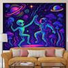 Alien Astronaut Space Tapestry Boho Psychedelic Neon Retro Wall Art Home Decor Poster for Bedroom Living Room Nursery Room Gift