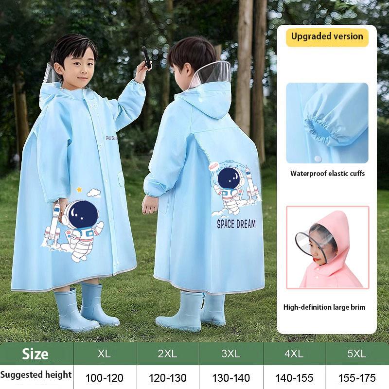 High Quality EVA Children s Raincoat Waterproof Long Unisex Students Poncho for Hiking Zipper Kids Raincoat S-recommended height 80-100cm синий