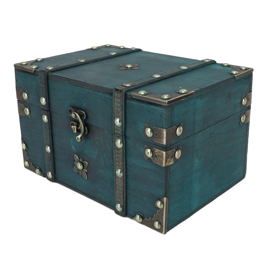 Vintage Treasure Chest Box Wooden Retro Jewelry Storage Box Decorative Treasure Chest for Home