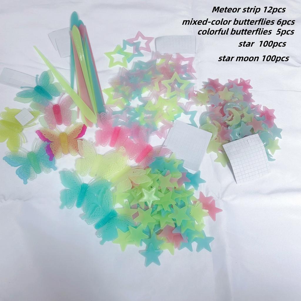 100/300 BUC Stele Luminoase în Întuneric Autocolante de Perete Fluorescente Adezive 3D Decorațiuni pentru Casă Cameră Copii Bebeluși Plafon