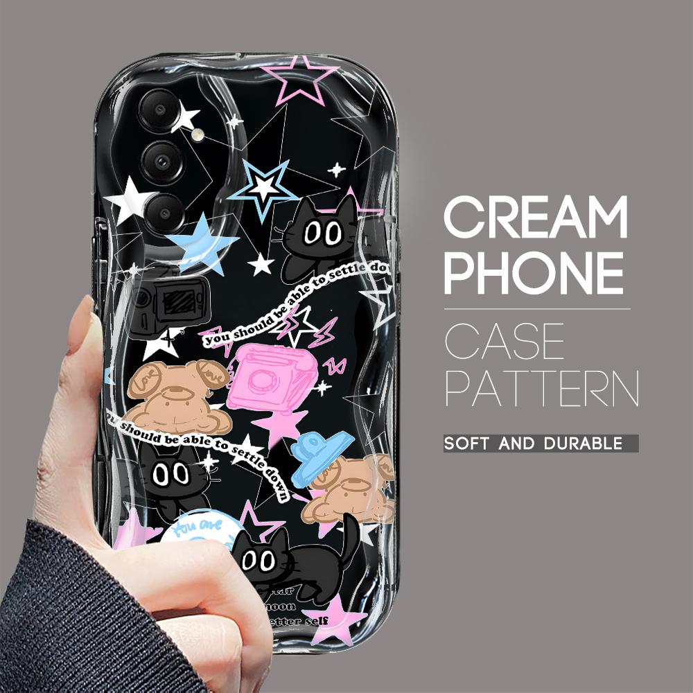 Cute Cartoon Pattern Cream Texture Casing Wavy Edge Soft Silicone Cover Phone Case for Samsung