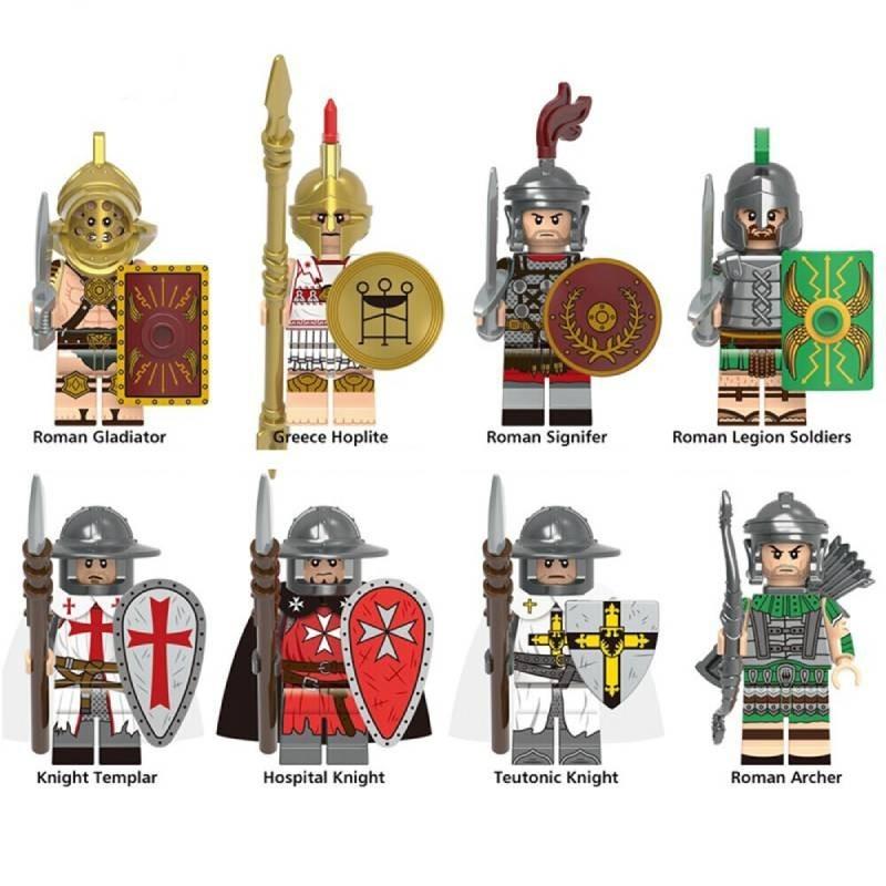 Vintage Roman Knight Spartan Warrior Temple Children Building Block Toy X0316 X0320