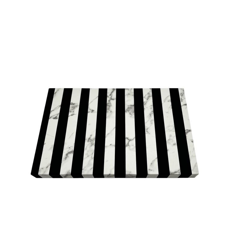 

Contemporary Black & White Striped Patchwork Tray for Hotel, Club, Bedroom, Study & Living Room Decor. 390x250x35 mm