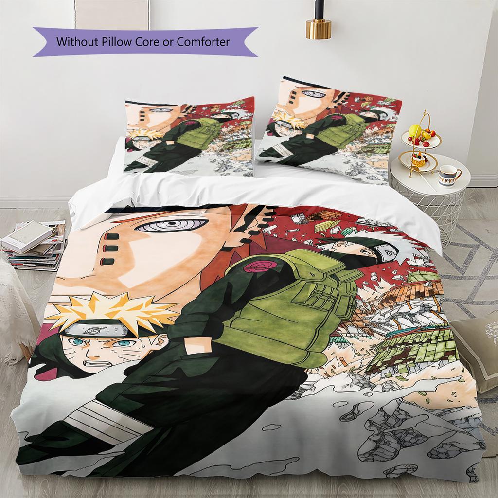 Naruto Vs Pain Pattern Bedding Quilt Set Quilt Cover Pillowcase Home Birthday Gift(1 * duvet cover + 2 * pillowcase, without core)