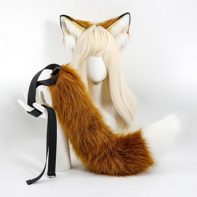 Mehrfarbiges Kunstfuchs-Ohren- und Schwanz-Cosplay-Set