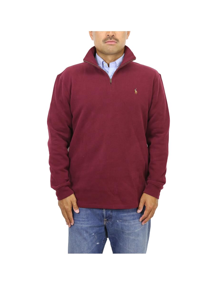 

Пуловер-свитшот Polo Ralph Lauren с металлической молнией и вышитым размером, винный, мужской, на молнии до половины, с пони, XL, 0102998, [Б/У] винный