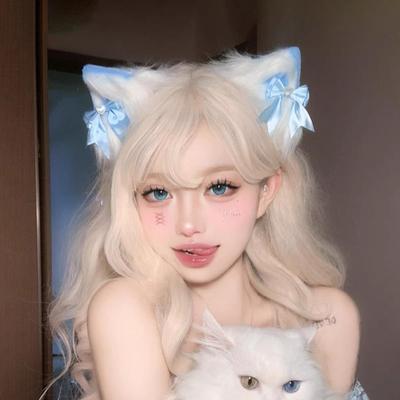 Cat Ears Headband for Girls - Sweet Maid Hairpin with Fluffy Cat Ears and Animal Ears Accessory Card