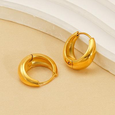2026 Unique Niche French Retro High-end Ear Buckle Women's NIS Wind-plated Real Gold Simple Circle Temperament Earrings