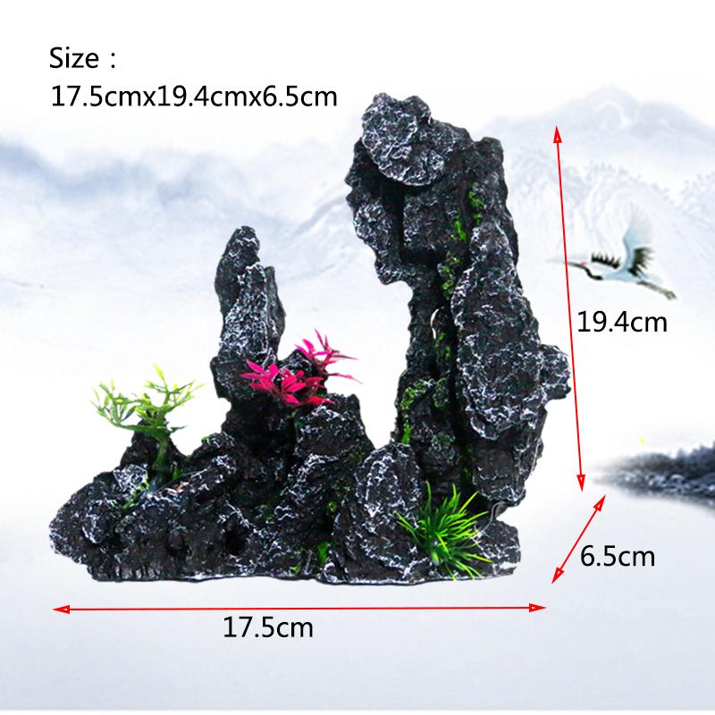 Resin Aquarium Rockery Mountain Decoration Artificial View Rock Cave Stone Tree Fish Tank Ornament Aquarium Decor Home