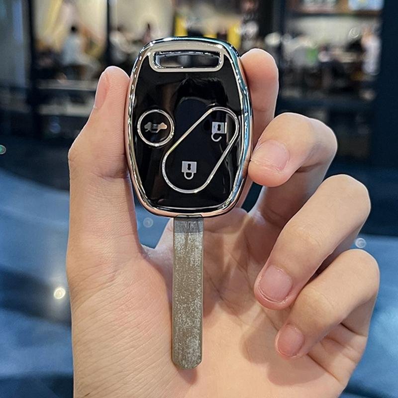 2/3 Buttons Silver Edge Auto Shell Fob For Honda CRV CR-V Pilot Insight Ridgeline Accord Civic TPU Car Remote Key Case Cover