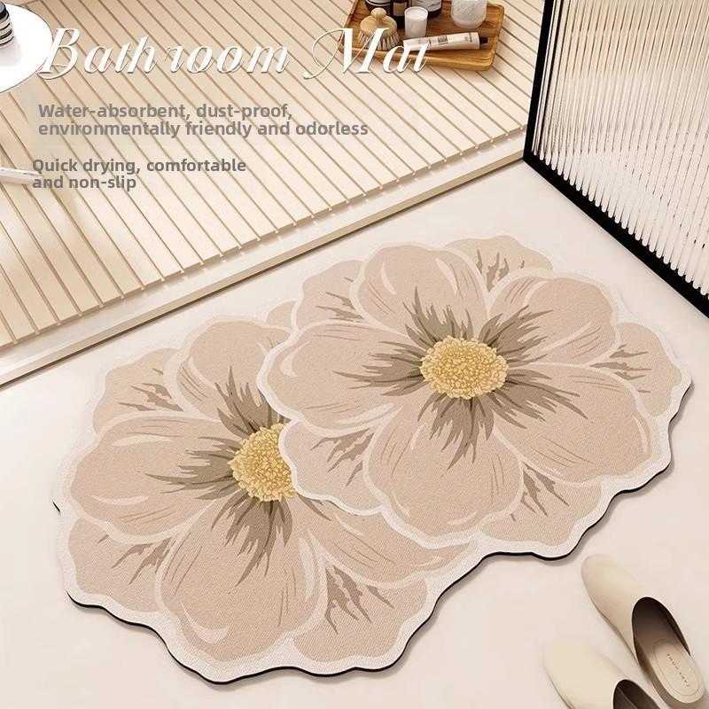 

Цветочный коврик для пола Диатомовый коврик для ванной Нескользящий Супервпитывающий Ковер для пола в прихожую ванной Комната для стирки Кухонный коврик Домашнее украшение 50*80cm