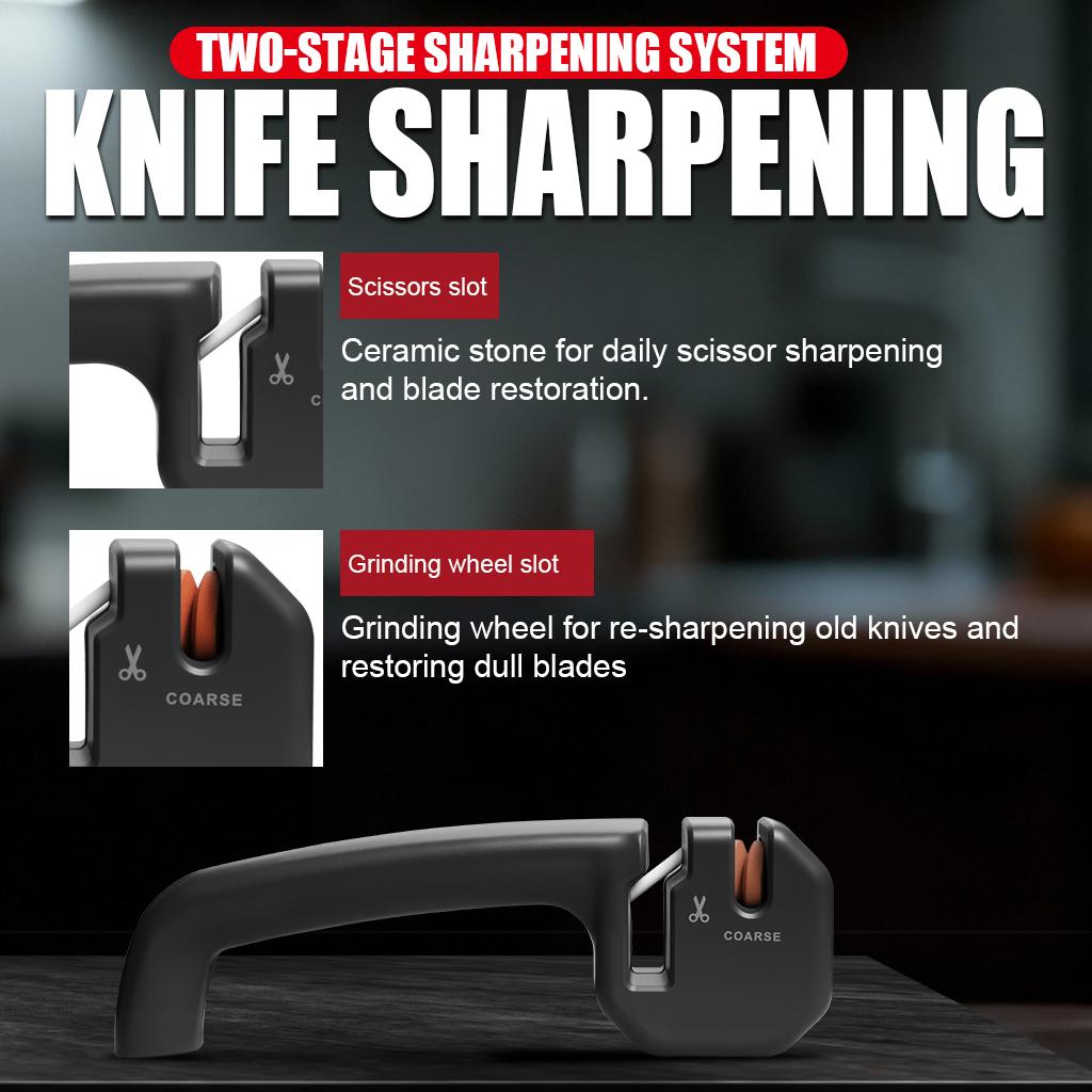 Kitchen Handheld Knife Sharpener 2 In 1 Quick Knife Scissor Sharpening Tool To Repair Restore Polish Blades Knife Sharpening