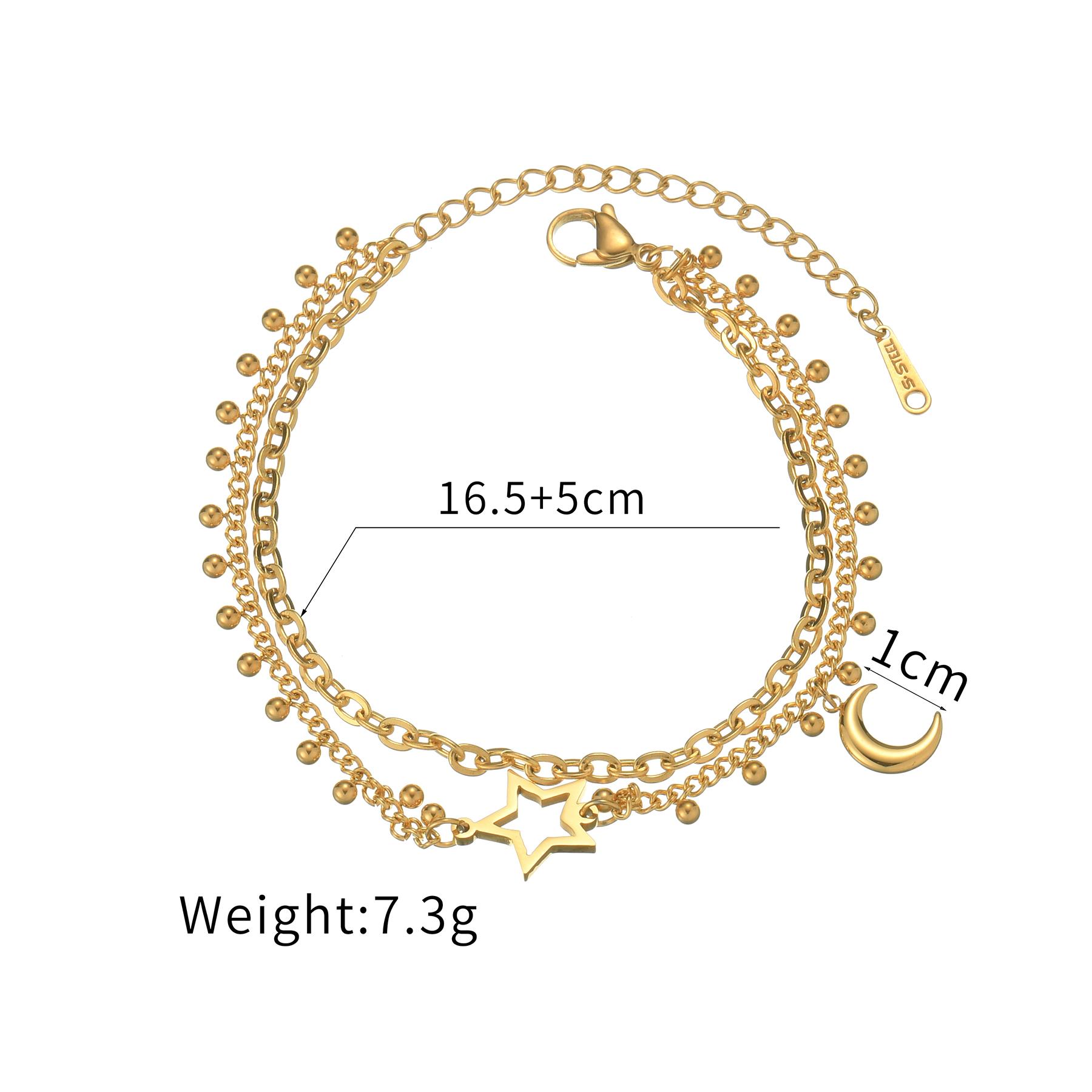

Atoztide Fashion Zircon Shiny Bracelets for Women Stainless Steel Trendy Adjustable Moon Star Bracelet Jewelry Birthday Gifts