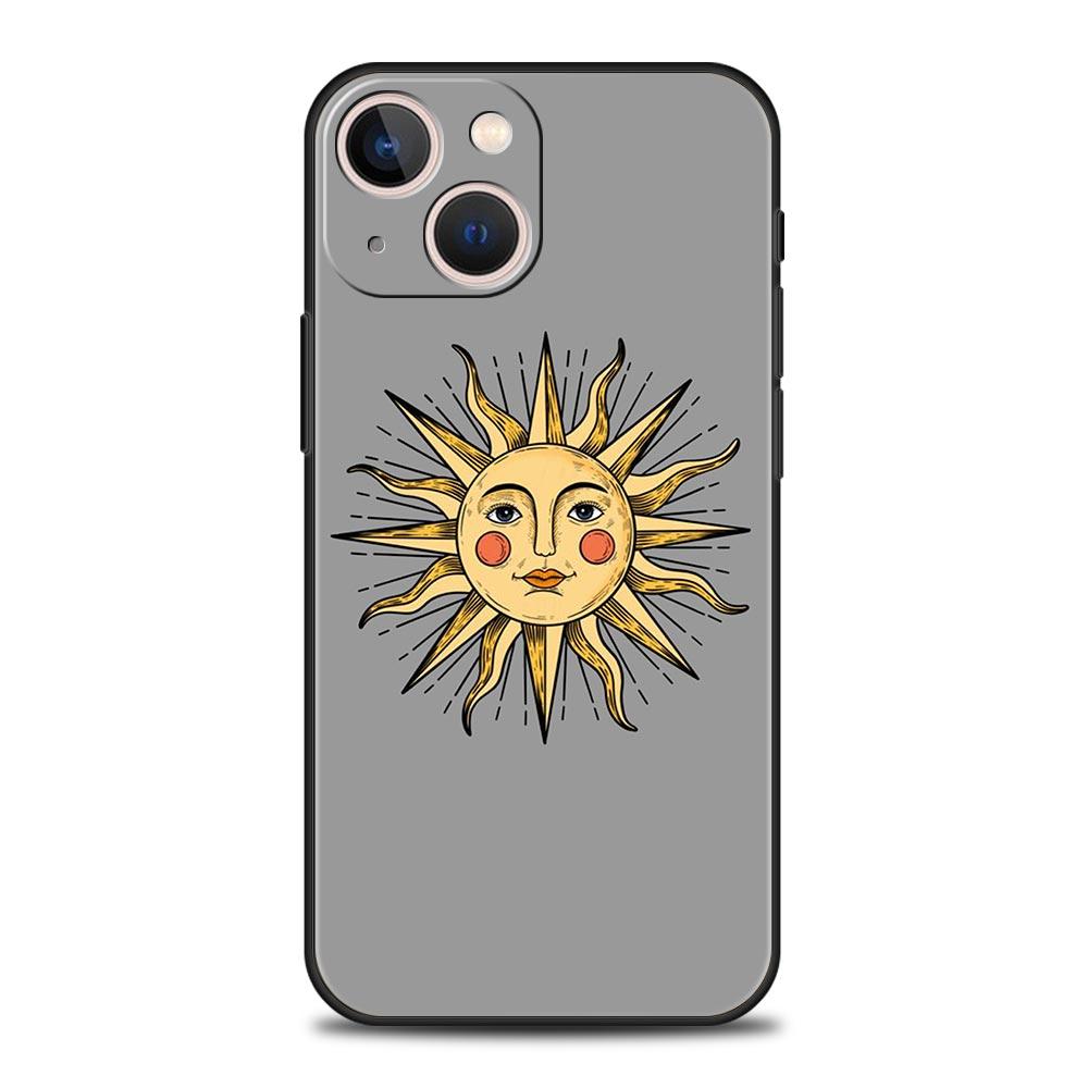 Funny Sun Moon Angel Eyes Luxury Phone Case For iPhone 11 14 15 Pro MAX 12 13 Mini 7 8 Plus X XR XS SE Shockproof Cover Funda