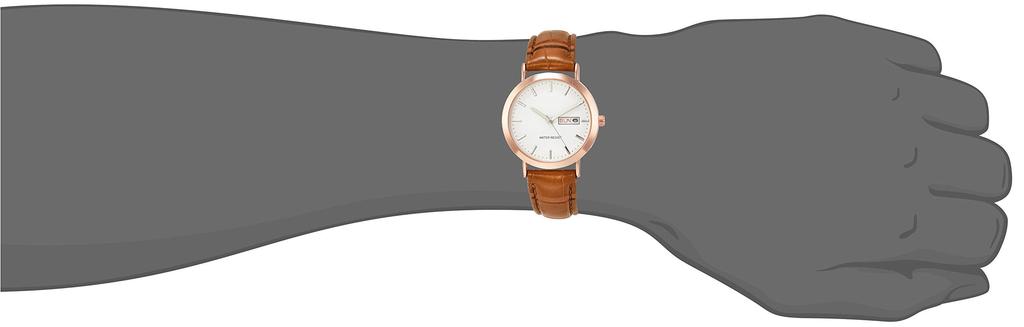 [Arias] Analog Amalfidia Watch with Day of the Week and Date Waterproof Leather Strap White Dial A44M04 Men's Brown