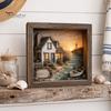 LED Picture Frame Lamp Sea Glass Art Painting with Light, DIY Mosaic Arts and Craft Kit, Office Desk Decoration Ocean Themed Beach Kit for Home