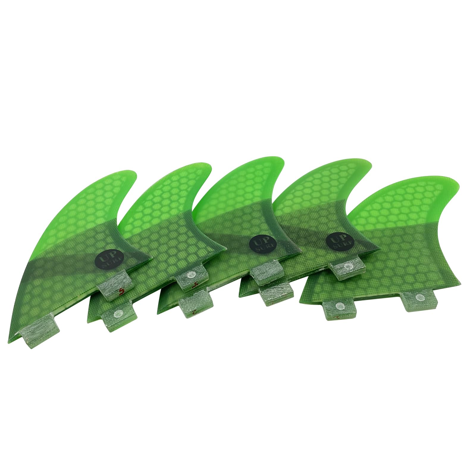 

UPSURF Surfboard Fins, Double Tabs Compatible, 5-Fin Set, K2.1 Size, Carbon Fiber (Green)