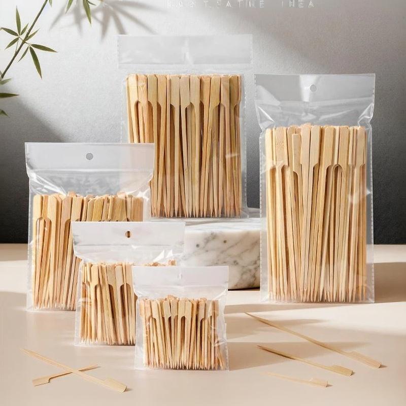 100Pcs Natural Disposable Bamboo BBQ Skewers Smooth Barbecue Sticks for Fruit Platter Kebab Grilling Picnic