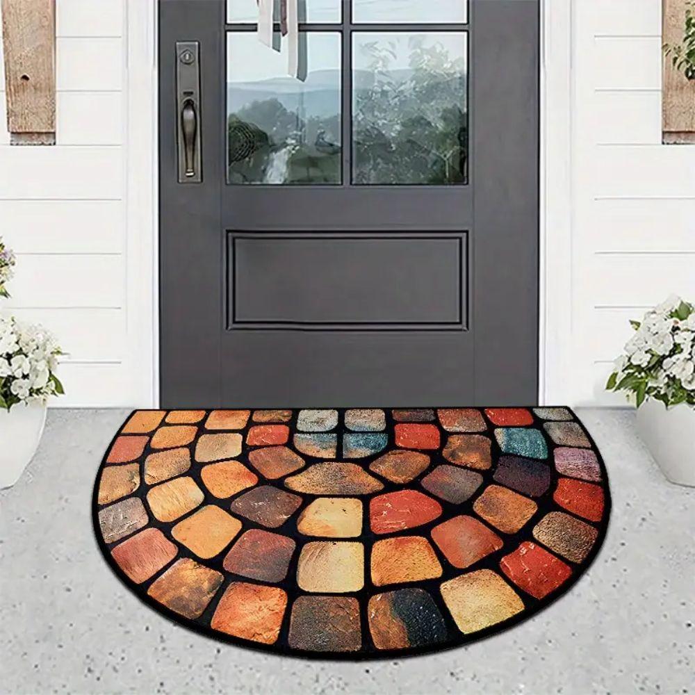 Bohemian Half-Circle Doormat Front Door Entryway Rug Easy-Clean Non-Slip Indoor/Outdoor Welcome Mat Home Decor