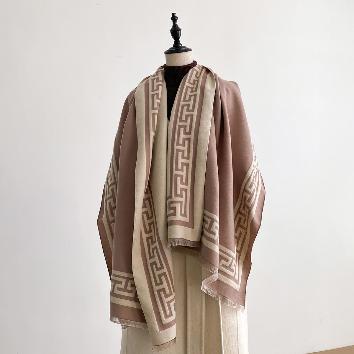 

Women Geometry Print Pashmina Shawl Warm Cashmere Scarves Luxury Winter Thick Blanket Bufanda Female Wrap Bandana Echarpe Poncho