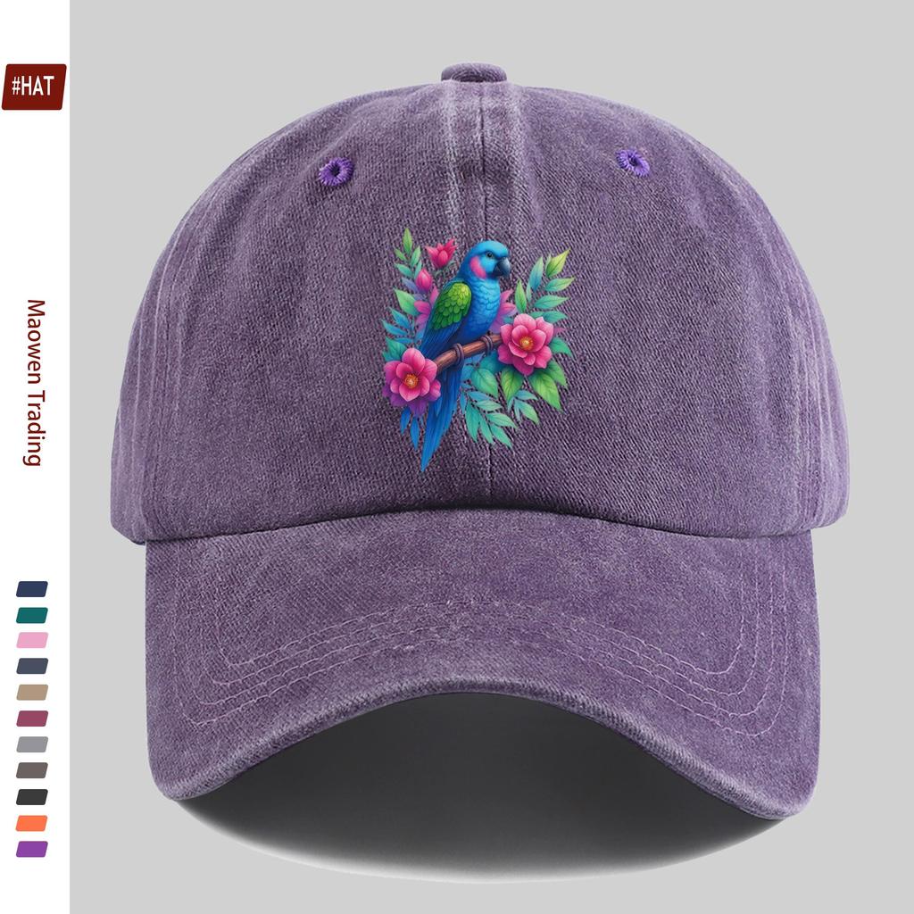 Pc Parrot And Floral Print Pattern Baseball Cap Fashion Decor Sun Hat for Casual Travel Lovers Truck Driver Papa Hat Comfort