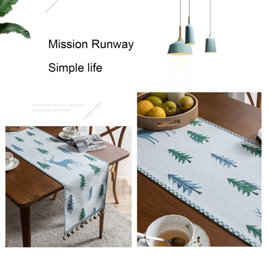 Christmas Tree Table Runner Winter Holiday Christmas Elk Dining Cloth Placemat New Year Home Kitchen Rustic Decorations