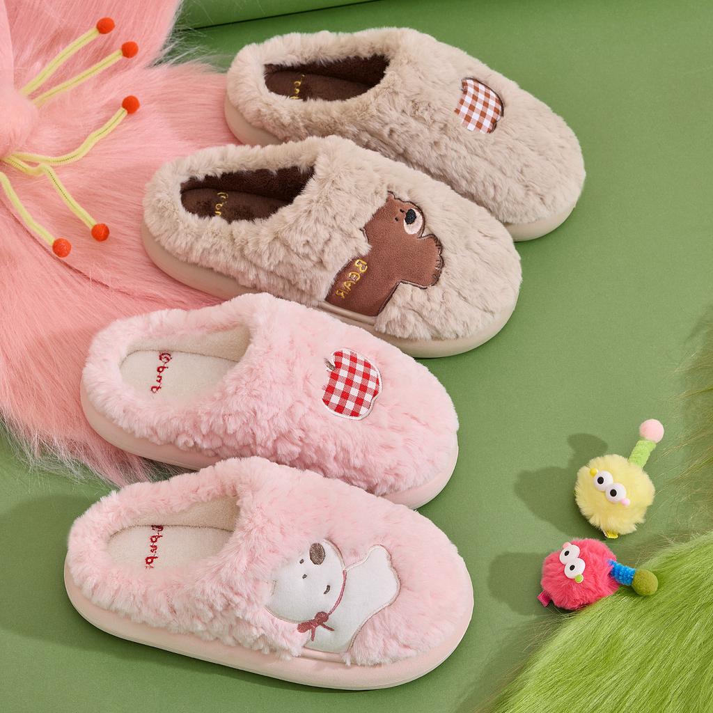 Cute Cartoon Cotton Slippers Autumn and Winter New Indoor Home Couple Thick-soled Warm Plush Cotton Shoes