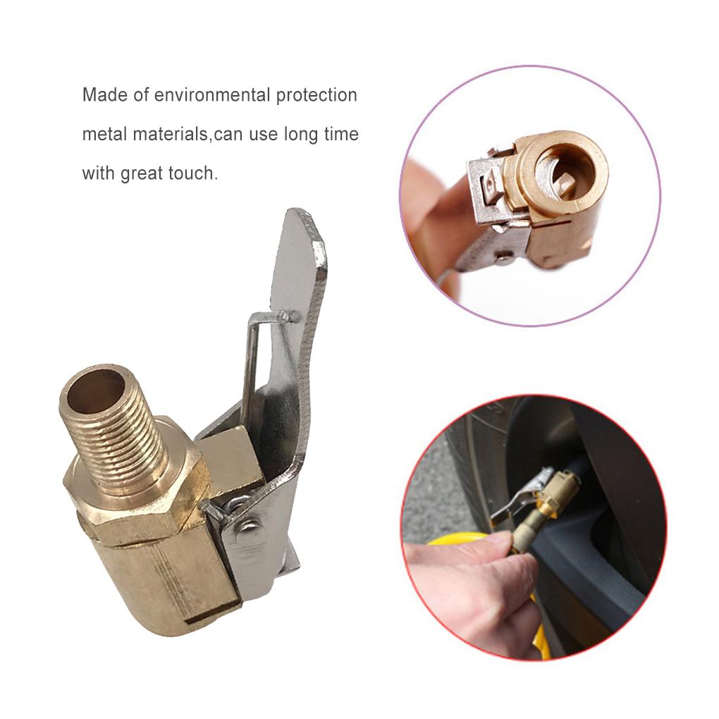 8mm Car Tire Air with Clip Brass Inflatable Pump Compressor Valve Clip-on Adapter Threaded Interface Auto Repair Tool