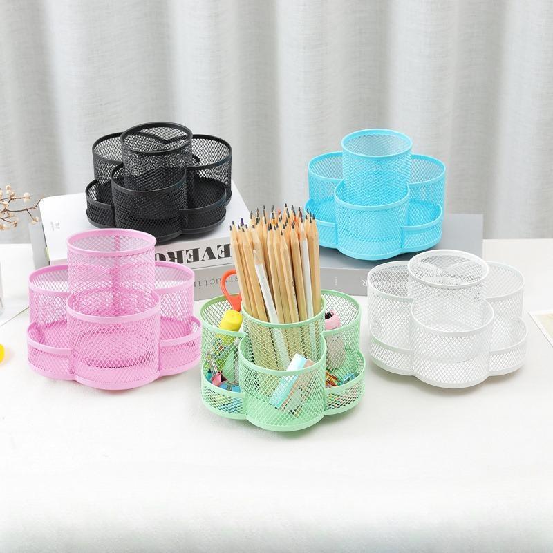 Metal Rotating Pen Holder Decoration Pen Holder Makeup Brush Storage Bucket Desktop Multifunctional Creative Pen Holder