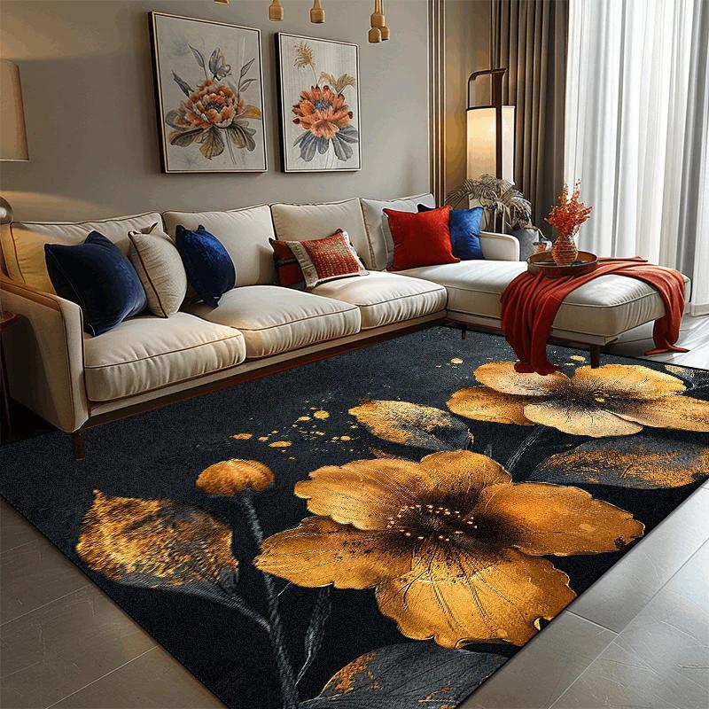 

Легкая роскошь 3D цветочные ковры украшение гостиной большие ковры современный дом диван боковой коврик коврик для пола спальня прикроватные мягкие коврики для ног 60*90cm