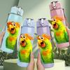 1PC Bright Green Parrot Bird Cartoon Print 750ml Color Plastic Sports Water Bottle Leakproof Flip Straw Lid Suitable for Sports Office Home Use