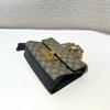 [Pre-Owned] Padlock Metal Lock Bee Print Vintage Logo Canvas And Leather Lock Clutch Box Chain Crossbody Shoulder Bag - Very Good #1FD141I