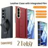 Applicable To Samsung ZFold1 Folding Mobile Phone Case, Leather All-inclusive Case, Film Integrated Wrist Strap Bracket, Anti-drop Cover.