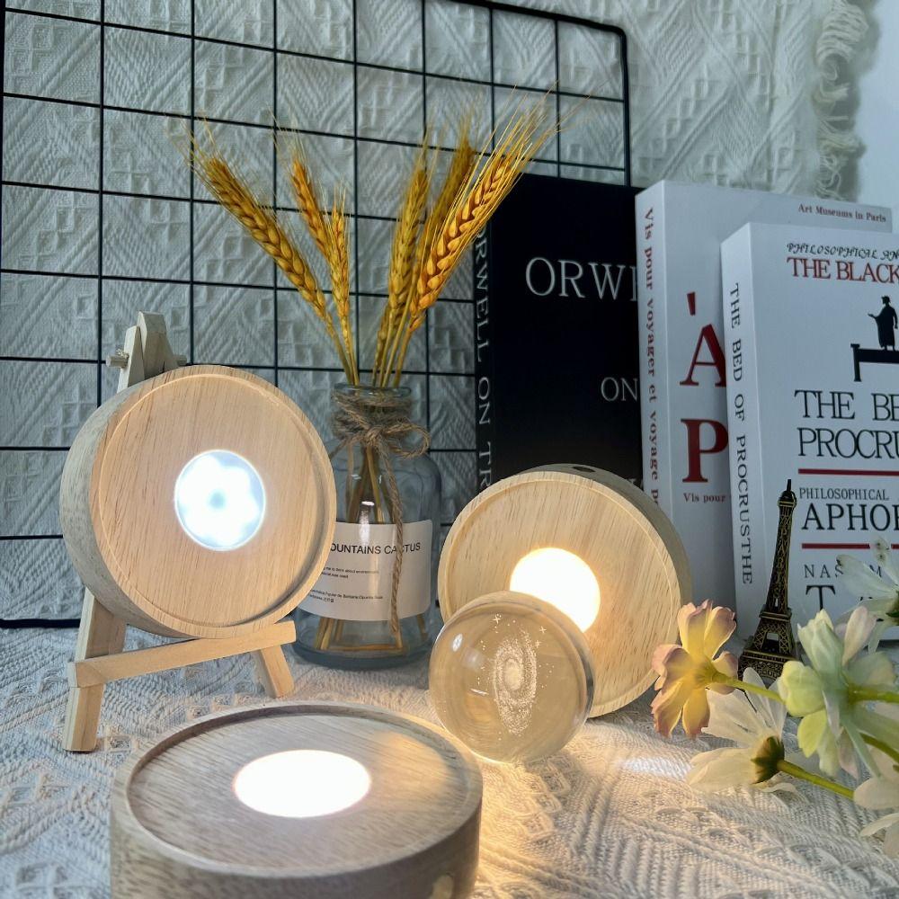 INS Wooden LED Light Base Multicolor LED Light Art Display Base DIY Rechargeable Lamp Holder  Bars