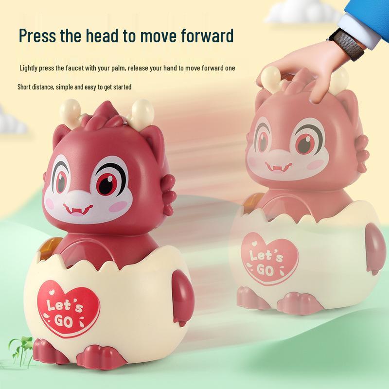 Children's Year of the Dragon Dinosaur Toy Car: Cute Press-and-Go Eggshell Design