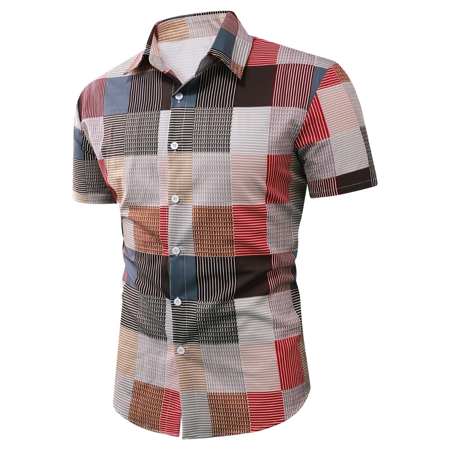 

Летняя мужская повседневная рубашка с коротким рукавом XXL