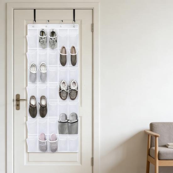 Over-the-Door Shoe Organizer 35 Pockets Mesh Breathable Storage Bag Hanging Shoe Storage Bag with Hooks for Door Closet Dorm Room