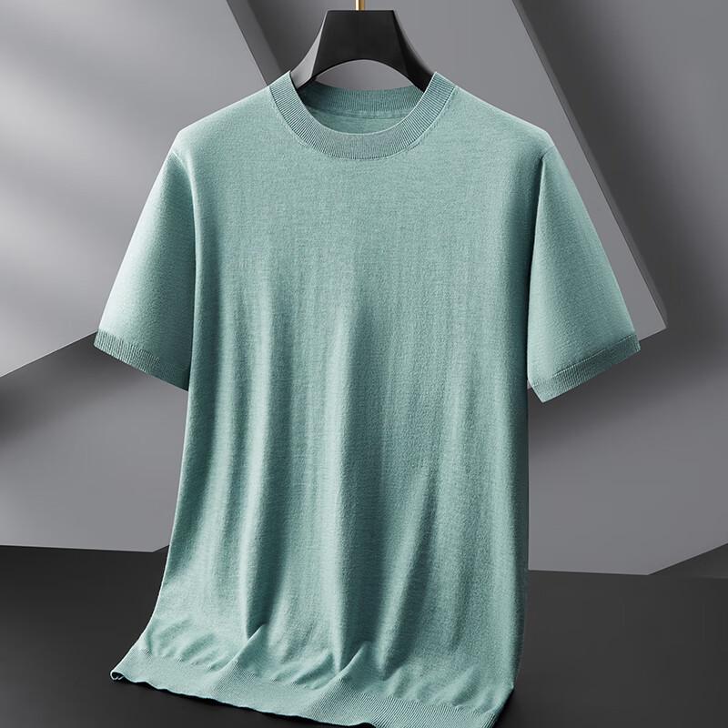 Dibinze Men's Plus Size Wool Knit Short Sleeve T-Shirt