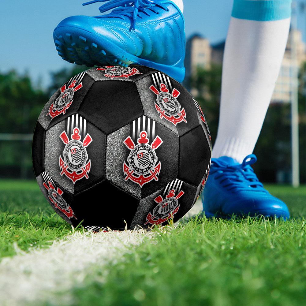 Sport Club Corinthians Paulista Size 5 Soccer Ball, Machine-Stitched PVC, Durable & High Bounce, All Ages Fit, Fan Merchandise, Matches & Outdoor Use.