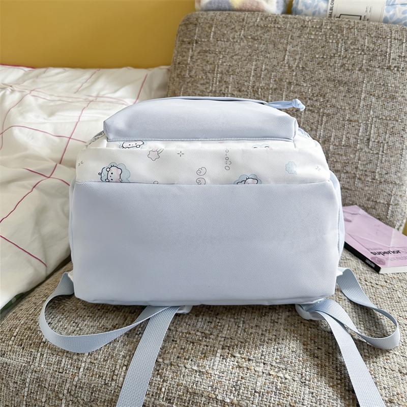 Color Block Cartoon Backpack Commuter Large Capacity Schoolbag Women's Lightweight Backpack