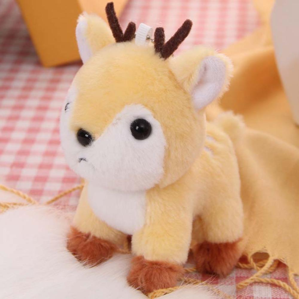 Key Ring Pendant Stuffed Deer Keychain Fawn Keychain Fluffy Elk Doll  Christmas Gifts
