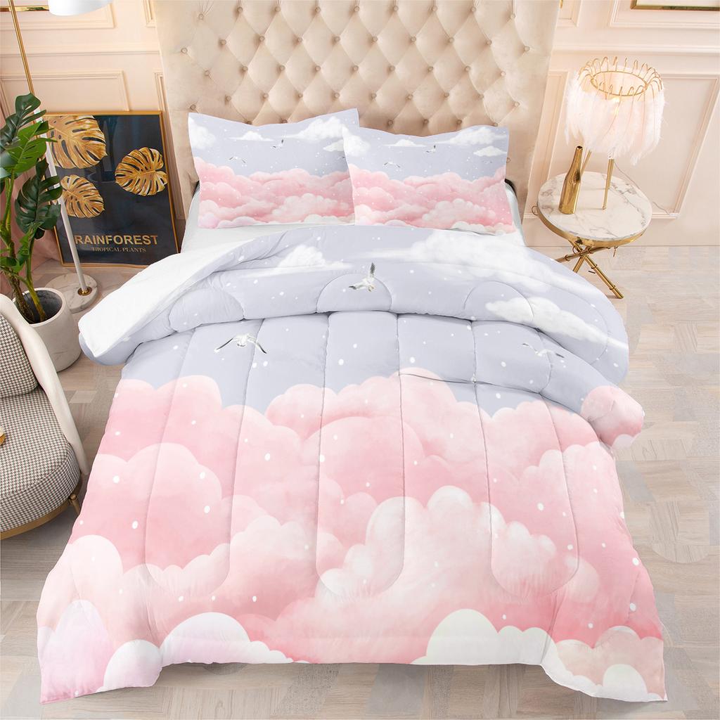 Colorful Wolf Head Quilt Fat Quilt Digital Printing Bedding Three-piece Quilt Cover