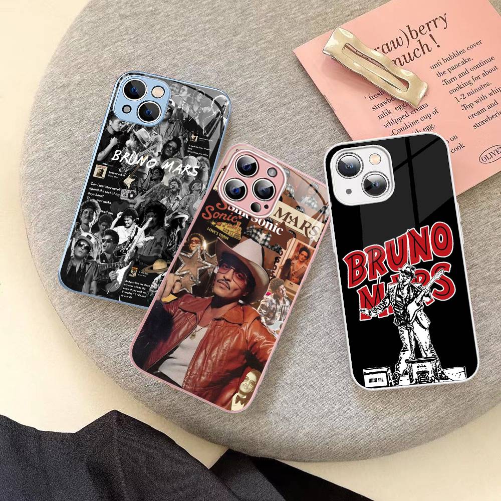 B-Bruno M-Mars Singer Tempered Glass For Iphone 14 13 12 11 Pro Mini XS MAX 14Plus X XS XR Fundas