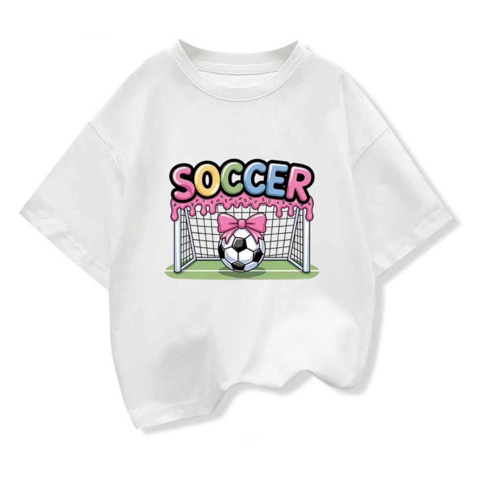 Kids Clothing Short Sleeve T Shirts Cartoon Soccer Graphic Tee for Children Boys Girls Casual Loose Summer Tee Tops