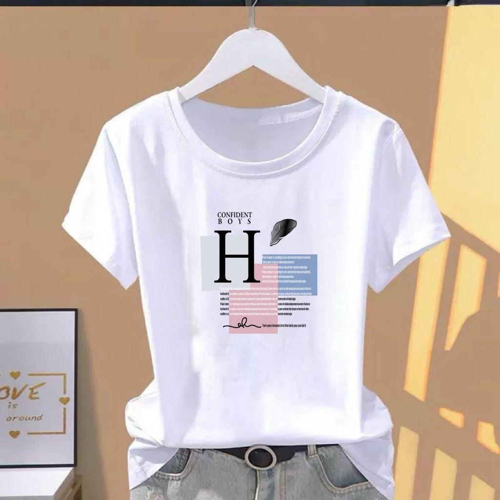 Trendy Women s Casual Printed Loose Summer T-Shirt - Round Neck, Stylish & Versatile XL