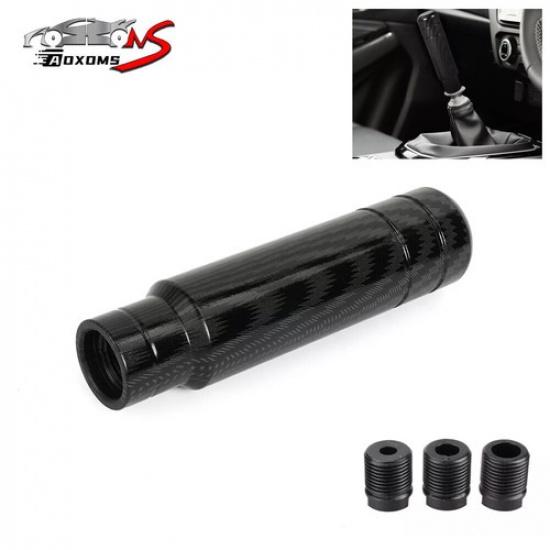 Universal Black Carbon Fiber Aluminum Manual Car Gear Shift Knob Shifter Lever