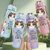 1PC Three Cute Kitten Cat Print 750ml Color Plastic Sports Water Bottle Leakproof Flip Straw Lid Suitable for Sports Office Home Use