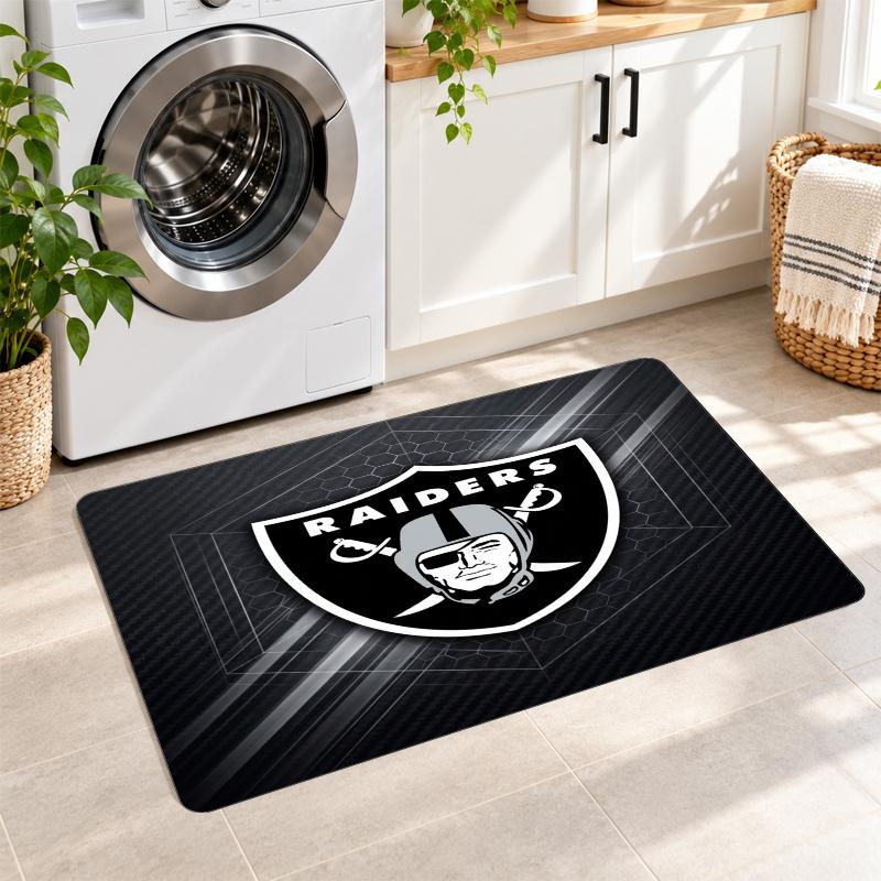 Flannel Kitchen Mat Las Vegas Raiders Soft Area Rug Non Slip Floor Carpet Home Decoration