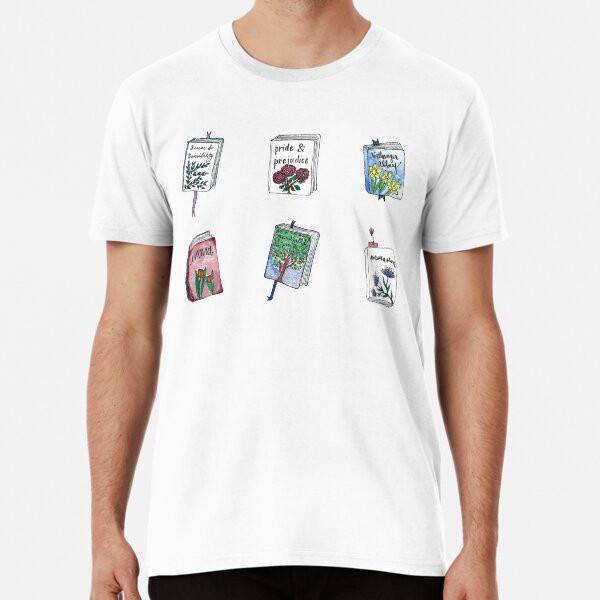 Jane Austen Books with Flowers!  S to 5XL Made in the AU/USA T-Shirt